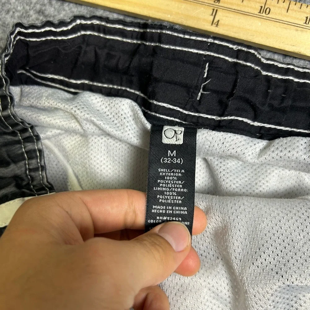 Ocean Pacific OP Striped Cargo Board Shorts Grey Black Y2K Skater Mens Size M